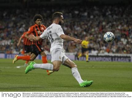 Soccer match between Real Madrid and Shakhtar Donetsk of the 2015 2016 Champions League, held at the Santiago Bernabeu stadium, in Madrid 09 15 2015. Carvajal 
