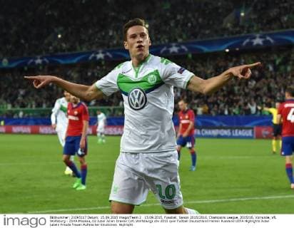 15.09.2015, Fussball, Saison 2015 2016, Champions League, 2015 16, Vorrunde, VfL Wolfsburg - ZSKA Moskau, 02 Jubel Julian Draxler (VfL Wolfsburg)