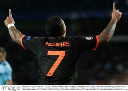 Memphis Depay of Manchester United ManU n during the UEFA Champions League group B match between PSV Eindhoven and Manchester United on September 15, 2015 at the Philips stadium in Eindhoven, The Netherlands. PSV Eindhoven v Manchester United UEFA Champions League 2015 2016 xVIxLaurensxLindhoutxIVx 4330328