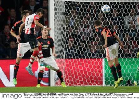 goal Hector Moreno of PSV Eindhoven 1-1 during the UEFA Champions League group B match between PSV Eindhoven and Manchester United ManU on September 15, 2015 at the Philips stadium in Eindhoven, The Netherlands. PSV Eindhoven v Manchester United UEFA Champions League 2015 2016 xVIxLaurensxLindhoutxIVx 4330353