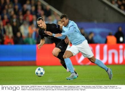 Zlatan Ibrahimovic (psg) - Felipe Carvalho (mal) FOOTBALL : Paris St Germain vs Malmö FF - UEFA Champions League 2015 2016 - 15 09 2015 AnthonyBIBARD FEP Panoramic 