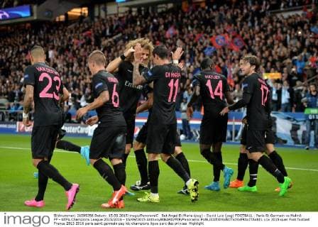 But Angel Di Maria (psg) - David Luiz (psg) FOOTBALL : Paris St Germain vs Malmö FF - UEFA Champions League 2015 2016 - 15 09 2015 AnthonyBIBARD FEP Panoramic 