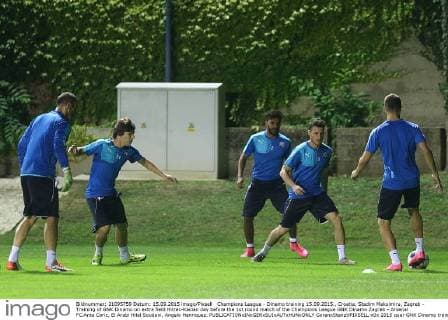 Champions League - Dinamo training 15.09.2015., Croatia, Stadim Maksimiru, Zagreb - Training of GNK Dinamo on extra field Hitrec-Kacian day before the 1st round match of the Champions League GNK Dinamo Zagreb - Arsenal FC.Ante Coric, El Arabi Hilal Soudani, Angelo Henriquez.  GoranxStanzl PIXSELL