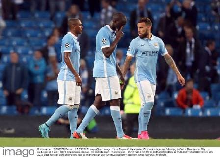 Yaya Toure of Manchester City looks dejected following defeat - Manchester City vs Juventus Turin - UEFA Champions League - Etihad Stadium - Manchester - 15 09 2015 Pic Philip Oldham SportImage EDITORIAL USE ONLY. No use with unauthorised audio, video, data, fixture lists, club league logos or live services. Online in-match use limited to 120 images, no video emulation. No use in betting, games or single club league player publications.