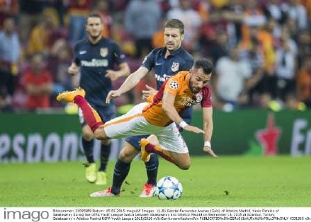 (L-R) Gabriel Fernandez Arenas (Gabi) of Atletico Madrid, Yasin Oztekin of Galatasaray during the UEFA Youth League match between Galatasaray and Atletico Madrid on September 15, 2015 at Istanbul, Turkey. Galatasaray v Atletico Madrid UEFA Youth League 2015 2016 xVIxGerritxvanxKeulenxIVx 4331065
