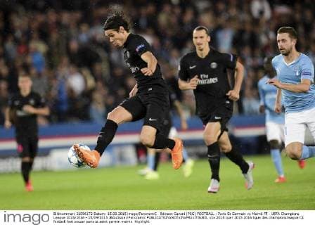 Edinson Cavani (PSG) FOOTBALL : Paris St Germain vs Malmö FF - UEFA Champions League 2015 2016 - 15 09 2015 JBAutissier Panoramic 