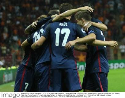 UEFA Champions League Group C football match between Galatasaray and Atletico Madrid at Turkk Telekom Arena in Istanbul, Turkey, 15 September 2015 Final Score: Galatasaray 0 - Atletico Madrid 2 Pictured: Atletico Madrid players celebrates for Antoine Griezmann second goal. 