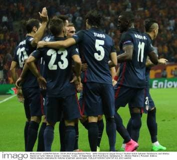 UEFA Champions League Group C football match between Galatasaray and Atletico Madrid at Turkk Telekom Arena in Istanbul, Turkey, 15 September 2015 Final Score: Galatasaray 0 - Atletico Madrid 2 Pictured: Atletico Madrid players celebrates for Antoine Griezmann second goal. 
