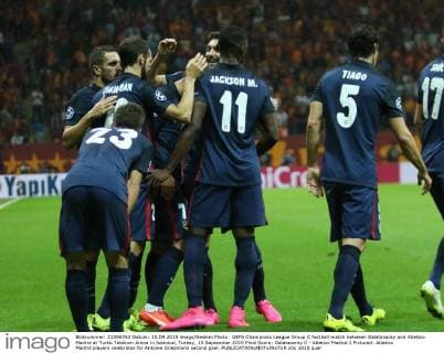 UEFA Champions League Group C football match between Galatasaray and Atletico Madrid at Turkk Telekom Arena in Istanbul, Turkey, 15 September 2015 Final Score: Galatasaray 0 - Atletico Madrid 2 Pictured: Atletico Madrid players celebrates for Antoine Griezmann second goal. 