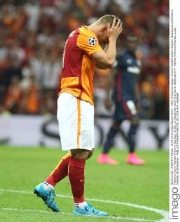 UEFA Champions League Group C football match between Galatasaray and Atletico Madrid at Turkk Telekom Arena in Istanbul, Turkey, 15 September 2015 Final Score: Galatasaray 0 - Atletico Madrid 2 Pictured: Lukas Podolski of Galatasaray . 