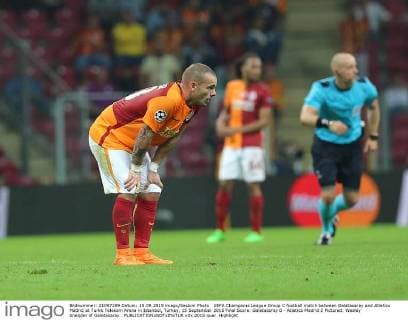 UEFA Champions League Group C football match between Galatasaray and Atletico Madrid at Turkk Telekom Arena in Istanbul, Turkey, 15 September 2015 Final Score: Galatasaray 0 - Atletico Madrid 2 Pictured: Wesley Sneijder of Galatasaray . 