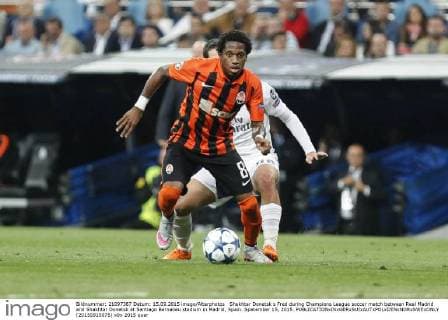 Shakhtar Donetsk s Fred during Champions League soccer match between Real Madrid and Shakhtar Donetsk at Santiago Bernabeu stadium in Madrid, Spain. Spetember 15, 2015.  (20150915075)