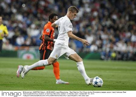 Real Madrid s Toni Kroos during Champions League soccer match between Real Madrid and Shakhtar Donetsk at Santiago Bernabeu stadium in Madrid, Spain. Spetember 15, 2015.  (20150915041)
