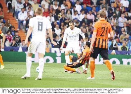 Sept. 15, 2015 - Madrid, Spain - Cristiano Ronaldo (forward, Real Madrid F.C.) in action during the UEFA Champions League match between Real Madrid and FC Shakhtar Donetsk at Santiago Bernabeu on September 15, 2015 in Madrid Real Madrid vs FC Shakhtar Donetsk. UEFA Champions League.  - ZUMAg15_
