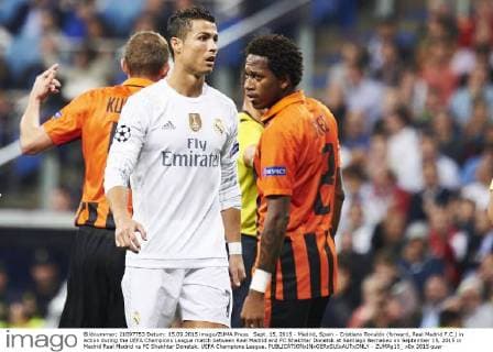 Sept. 15, 2015 - Madrid, Spain - Cristiano Ronaldo (forward, Real Madrid F.C.) in action during the UEFA Champions League match between Real Madrid and FC Shakhtar Donetsk at Santiago Bernabeu on September 15, 2015 in Madrid Real Madrid vs FC Shakhtar Donetsk. UEFA Champions League. - ZUMAg15_