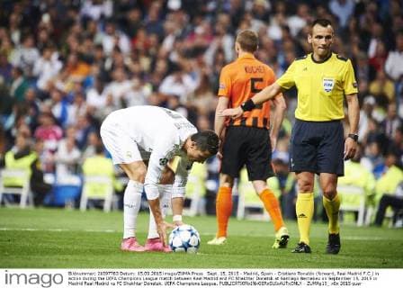 Sept. 15, 2015 - Madrid, Spain - Cristiano Ronaldo (forward, Real Madrid F.C.) in action during the UEFA Champions League match between Real Madrid and FC Shakhtar Donetsk at Santiago Bernabeu on September 15, 2015 in Madrid Real Madrid vs FC Shakhtar Donetsk. UEFA Champions League. - ZUMAg15_