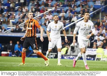 Sept. 15, 2015 - Madrid, Spain - Cristiano Ronaldo (forward, Real Madrid F.C.) in action during the UEFA Champions League match between Real Madrid and FC Shakhtar Donetsk at Santiago Bernabeu on September 15, 2015 in Madrid Real Madrid vs FC Shakhtar Donetsk. UEFA Champions League. - ZUMAg15_