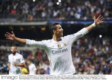 Sept. 15, 2015 - Madrid, Spain - Cristiano Ronaldo (forward, Real Madrid F.C.) in action during the UEFA Champions League match between Real Madrid and FC Shakhtar Donetsk at Santiago Bernabeu on September 15, 2015 in Madrid Real Madrid vs FC Shakhtar Donetsk. UEFA Champions League.  - ZUMAg15_