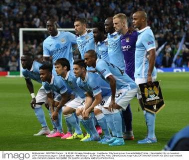 Manchester City team group Mannschaftsbild Totale - Manchester City vs Juventus - UEFA Champions League - Etihad Stadium - Manchester - 15 09 2015 Pic Philip Oldham SportImage EDITORIAL USE ONLY. No use with unauthorised audio, video, data, fixture lists, club league logos or live services. Online in-match use limited to 120 images, no video emulation. No use in betting, games or single club league player publications.
