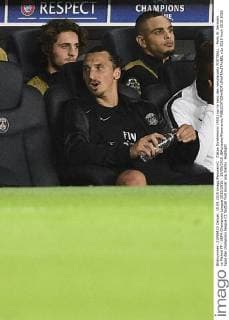 Zlatan Ibrahimovic (PSG) sur le banc des remplacants FOOTBALL : Paris St Germain vs Malmö FF - UEFA Champions League 2015 2016 - 15 09 2015 JBAutissier Panoramic 