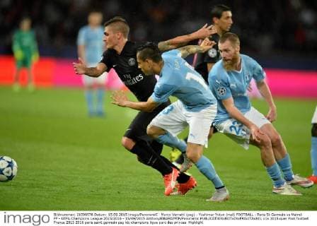 Marco Verratti (psg) - Yoshimar Yotun (mal) FOOTBALL : Paris St Germain vs Malmö FF - UEFA Champions League 2015 2016 - 15 09 2015 AnthonyBIBARD FEP Panoramic 