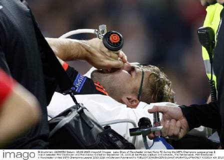 Luke Shaw of Manchester United ManU FC during the UEFA Champions League group B match between PSV Eindhoven and Manchester United on September 15, 2015 at the Philips stadium in Eindhoven, The Netherlands. PSV Eindhoven v Manchester United UEFA Champions League 2015 2016 xVIxJeroenxPutmansxIVx 4333014