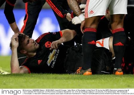 Luke Shaw of Manchester United ManU FC during the UEFA Champions League group B match between PSV Eindhoven and Manchester United on September 15, 2015 at the Philips stadium in Eindhoven, The Netherlands. PSV Eindhoven v Manchester United UEFA Champions League 2015 2016 xVIxJeroenxPutmansxIVx 4333015