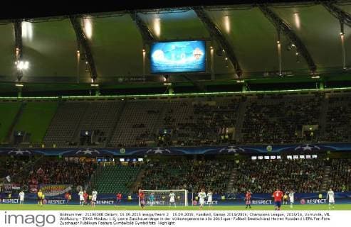 15.09.2015, Fussball, Saison 2015 2016, Champions League, 2015 16, Vorrunde, VfL Wolfsburg - ZSKA Moskau 1:0, Leere Zuschauerränge in der Volkswagenarena