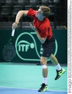 - BRUSSELS, BELGIUM: Belgian David Goffin pictured during a training session of Belgian team ahead of the Davis Cup semi final World Group meeting between Belgium and Argentina, Wednesday 16 September 2015 in Brussels. The semi final will be played from 18 to 20 September 2015 in Vorst-Forest, Brussels VIRGINIExLEFOUR  x04700909x
