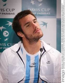 - BRUSSELS, BELGIUM: Argentinian Leonardo Mayer pictured during a press conference PK Pressekonferenz of Argentinian team on the Davis Cup semi final World Group meeting between Belgium and Argentina, Wednesday 16 September 2015 in Brussels. The semi final will be played from 18 to 20 September 2015 in Vorst-Forest, Brussels VIRGINIExLEFOUR  x04701007x