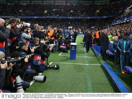 Chelsea s Jose Mourinho turns his back on the photographers UEFA Champions League - Chelsea vs Maccabi Tel Aviv - Stamford Bridge - England - 16th September 2015 - Picture David Klein Sportimage EDITORIAL USE ONLY. No use with unauthorised audio, video, data, fixture lists, club league logos or live services. Online in-match use limited to 120 images, no video emulation. No use in betting, games or single club league player publications.