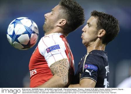 Champions League - Dinamo - Arsenal 16.09.2015.,Croatia, stadium Maksimir, Zagreb - UEFA Champions League, Group F, 1 st. roudn GNK Dinamo - Arsenal FC.Josip Pivaric  SanjinxStrukic PIXSELL