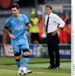 Rom, Italien - Fussball, Champions League, AS Rom vs. FC Barcelona: Lionel Messi-Rudi Garcia 