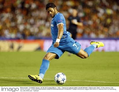 Hulk . Champions League match played between Valencia and Zenit. In this picture, Hulk scores first goal. xJOSExANTONIOxSANZx 