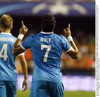 Hulk . Champions League match played between Valencia and Zenit. In this picture, Hulk celebrates first goal. xJOSExANTONIOxSANZx 