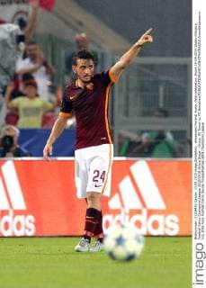 Alessandro Florenzi Roma. Goal celebration. Roma 16-09-2015 Stadio Olimpico Football Calcio Champions League 2015 2016 Group Stage - Group, AS Roma vs. FC Barcelona AntoxBaldassarre
