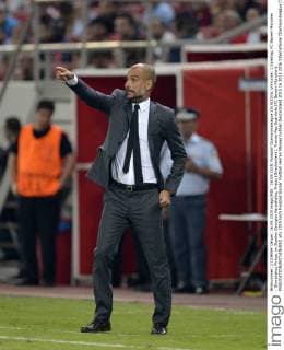 16.09.2015, Fussball Championsleague 2015 2016, Vorrunde, 1.Spieltag, FC Bayern München - Olympiakos Piräus, im Stadion Georgios Karaiskakis, Piräus (Griechenland). Trainer Pep Guardiola (FC Bayern München). 