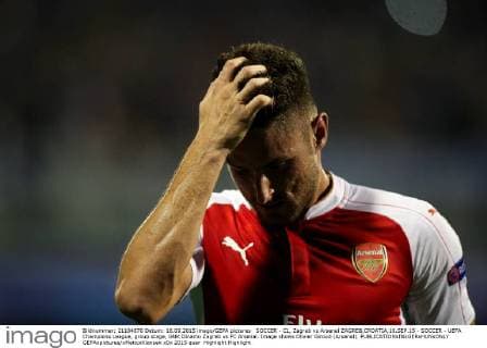 SOCCER - CL, Zagreb vs Arsenal ZAGREB,CROATIA,16.SEP.15 - SOCCER - UEFA Champions League, group stage, GNK Dinamo Zagreb vs FC Arsenal. Image shows Olivier Giroud (Arsenal). GEPAxpictures xMaticxKlansek