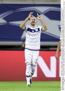 - GENT, BELGIUM: Lyon s Christophe Jallet celebrates after scoring during the first game in the group stage of the Uefa Champions League competition, in group H, between Belgian first league soccer team KAA Gent and Olympique Lyon, in Gent, Wednesday 16 September 2015. YORICKxJANSENS  x04701614x
