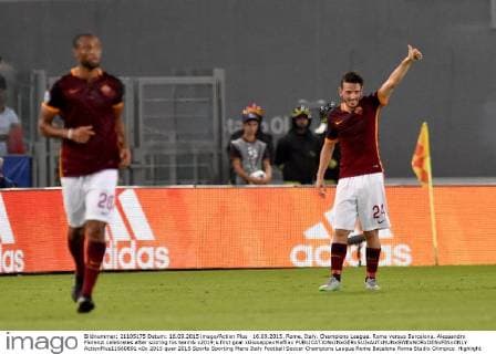 16.09.2015. Rome, Italy. Champions League. Roma versus Barcelona. Alessandro Florenzi celebrates after scoring his team& x2019;s first goal xGiuseppexMaffiax  ActionPlus11660891