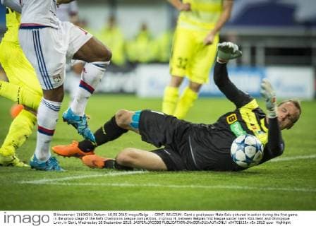 - GENT, BELGIUM: Gent s goalkeeper Matz Sels pictured in action during the first game in the group stage of the Uefa Champions League competition, in group H, between Belgian first league soccer team KAA Gent and Olympique Lyon, in Gent, Wednesday 16 September 2015. JASPERxJACOBS  x04701628x
