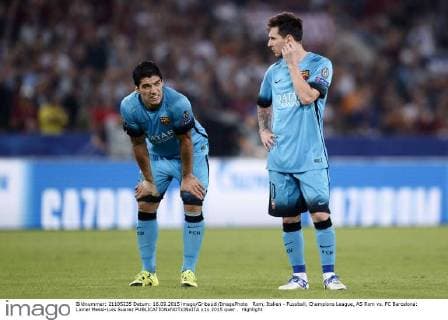 Rom, Italien - Fussball, Champions League, AS Rom vs. FC Barcelona: Lionel Messi-Luis Suarez 