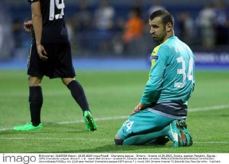 Champions League - Dinamo - Arsenal 16.09.2015.,Croatia, stadium Maksimir, Zagreb - UEFA Champions League, Group F, 1 st. round GNK Dinamo - Arsenal FC.Eduardo Dos Reis Carvalho.  GoranxStanzl PIXSELL
