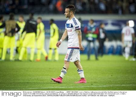 - GENT, BELGIUM: Lyon s Mathieu Valbuena pictured after the first game in the group stage of the Uefa Champions League competition, in group H, between Belgian first league soccer team KAA Gent and Olympique Lyon, in Gent, Wednesday 16 September 2015. JASPERxJACOBS  x04701659x