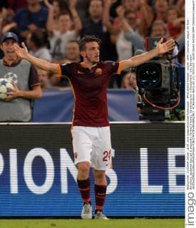 IPP20150916 Football - soccer: UEFA Champions League, AS Rom - Barcellona, esultanza dopo gol di alessandro Florenzi (Hinweis: Verwendung nur in Deutschland - only Germany) xHOCHxZWEIx xItalyxPhotoxPressx 