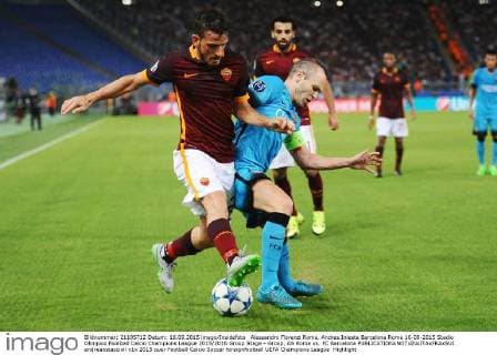 Alessandro Florenzi Roma, Andres Iniesta Barcelona Roma 16-09-2015 Stadio Olimpico Football Calcio Champions League 2015 2016 Group Stage - Group, AS Roma vs. FC Barcelona andreaxstaccioli