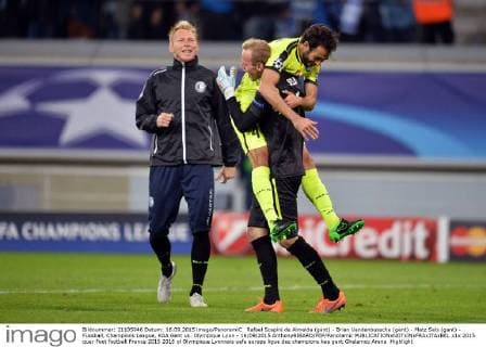 Rafael Scapini de Almeida (gant) - Brian Vandenbussche (gant) - Matz Sels (gant) - Fussball, Champions League, KAA Gent vs. Olympique Lyon - 16 09 2015 AnthonyBIBARD FEP Panoramic 