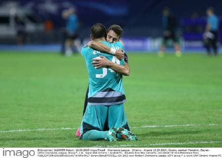 Champions League - Dinamo - Arsenal 16.09.2015.,Croatia, stadium Maksimir, Zagreb - UEFA Champions League, Group F, 1 st. round GNK Dinamo - Arsenal FC.. Eduardo Dos Reis Carvalho, Ivo Daniel Ferreira Mendonca Pinto.  GoranxStanzl PIXSELL