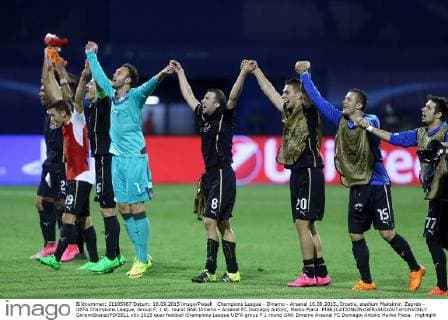 Champions League - Dinamo - Arsenal 16.09.2015.,Croatia, stadium Maksimir, Zagreb - UEFA Champions League, Group F, 1 st. round GNK Dinamo - Arsenal FC.Domagoj Antolic, Marko Pjaca.  GoranxStanzl PIXSELL