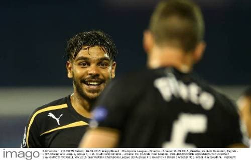 Champions League - Dinamo - Arsenal 16.09.2015.,Croatia, stadium Maksimir, Zagreb - UEFA Champions League, Group F, 1 st. roudn GNK Dinamo - Arsenal FC. El Arabi Hilal Soudani.  SlavkoxMidzor PIXSELL